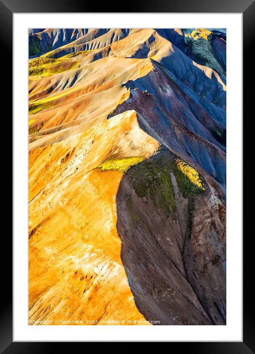 Aerial Landscape view of Iceland colorful mountains summer  Framed Mounted Print by Spotmatik 