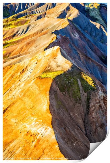 Aerial Landscape view of Iceland colorful mountains summer  Print by Spotmatik 