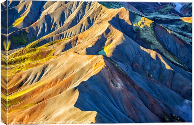 Aerial Icelandic remote Wilderness of Landmannalaugar Canvas Print by Spotmatik 