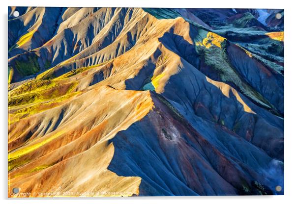 Aerial Icelandic remote Wilderness of Landmannalaugar Acrylic by Spotmatik 