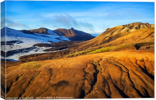 Aerial view of Icelandic volcanic landscape Canvas Print by Spotmatik 