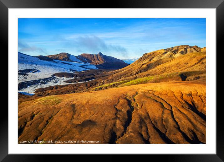 Aerial view of Icelandic volcanic landscape Framed Mounted Print by Spotmatik 