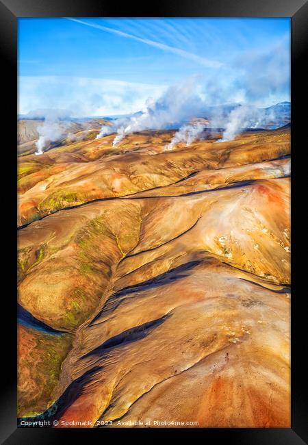 Aerial Land of fire and ice Iceland Europe Framed Print by Spotmatik 