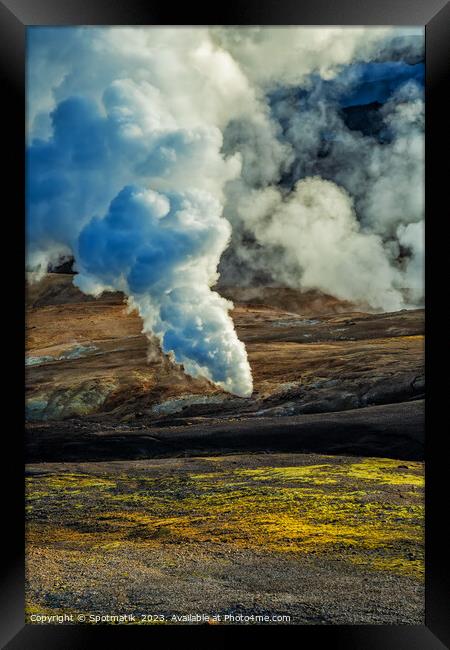 Aerial view of natural volcanic hot springs Europe Framed Print by Spotmatik 