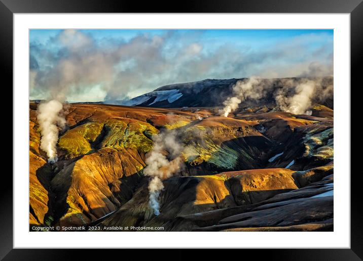 Aerial volcanic hot springs Iceland travel tourism Europe Framed Mounted Print by Spotmatik 