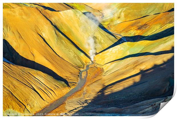 Aerial Icelandic Wilderness of Landmannalaugar National Park Print by Spotmatik 