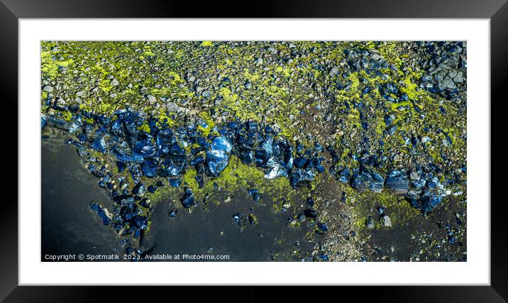 Aerial panorama view of solidified lava flow Iceland Framed Mounted Print by Spotmatik 