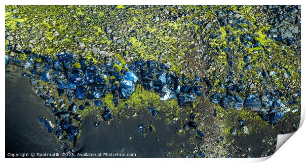 Aerial panorama view of solidified lava flow Iceland Print by Spotmatik 