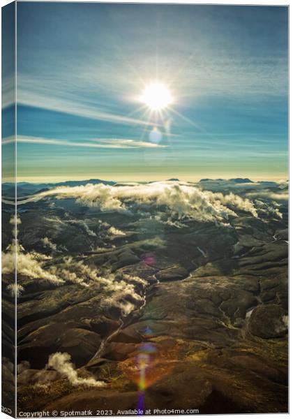 Aerial hot springs fissures a popular hiking destination  Canvas Print by Spotmatik 