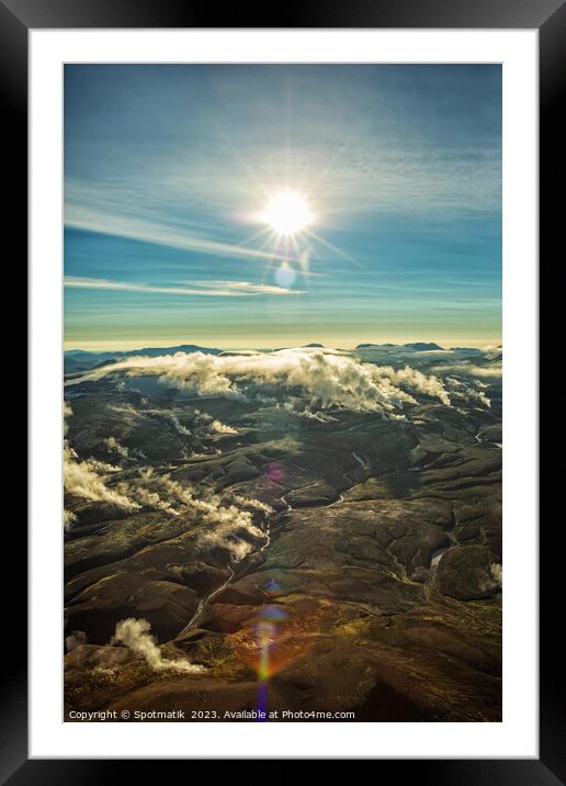 Aerial hot springs fissures a popular hiking destination  Framed Mounted Print by Spotmatik 