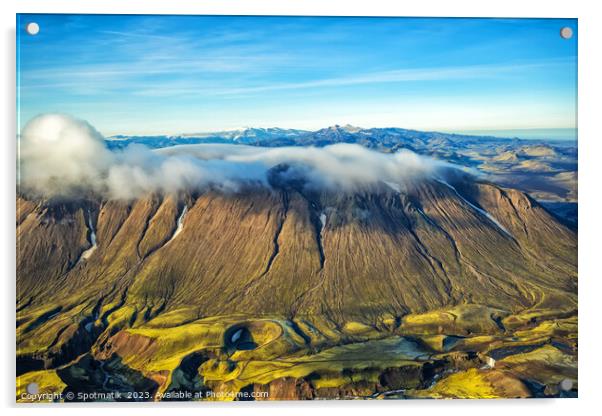 Aerial Wilderness view of Iceland Landmannalaugar National Park  Acrylic by Spotmatik 