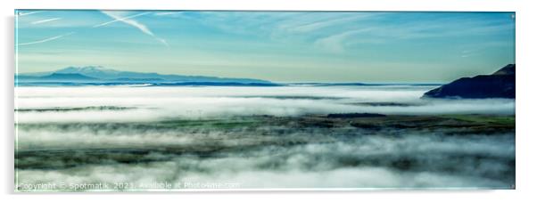 Aerial Panoramic of Icelandic morning mist travel tourism  Acrylic by Spotmatik 