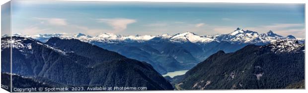 Aerial Panoramic view of Rocky mountains Vancouver Canada Canvas Print by Spotmatik 