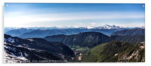 Aerial Panorama of snow covered mountains Vancouver Canada Acrylic by Spotmatik 