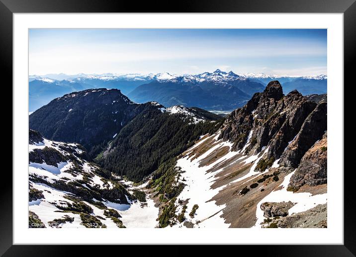 Aerial snow capped Wilderness Rocky mountains Vancouver Canada  Framed Mounted Print by Spotmatik 