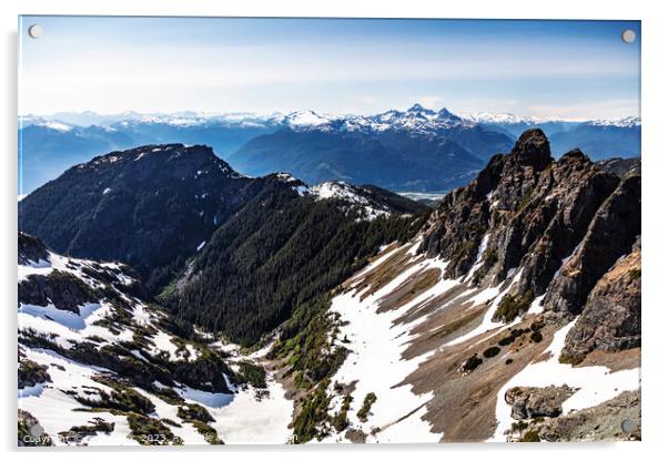 Aerial snow capped Wilderness Rocky mountains Vancouver Canada  Acrylic by Spotmatik 