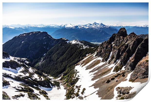Aerial snow capped Wilderness Rocky mountains Vancouver Canada  Print by Spotmatik 