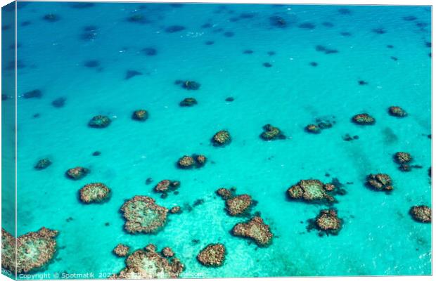 Aerial Great Barrier Reef Queensland Australia Coral Sea  Canvas Print by Spotmatik 