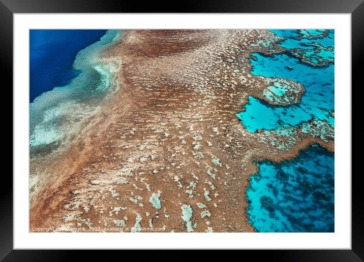 Aerial Australia Great Barrier Reef Queensland South Pacific  Framed Mounted Print by Spotmatik 