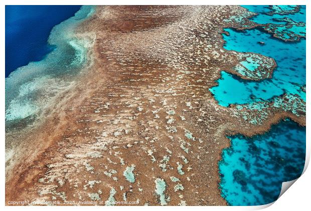 Aerial Australia Great Barrier Reef Queensland South Pacific  Print by Spotmatik 