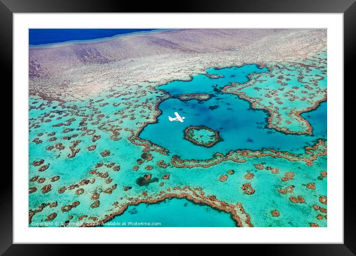 Aerial Australian Great Barrier Reef Sea Plane Framed Mounted Print by Spotmatik 