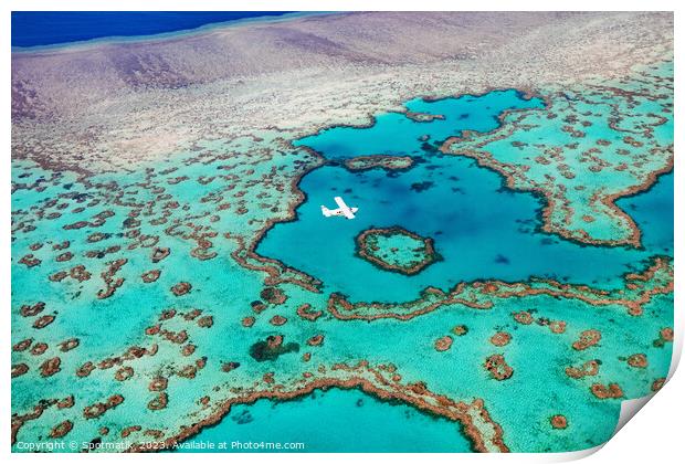 Aerial Australian Great Barrier Reef Sea Plane Print by Spotmatik 