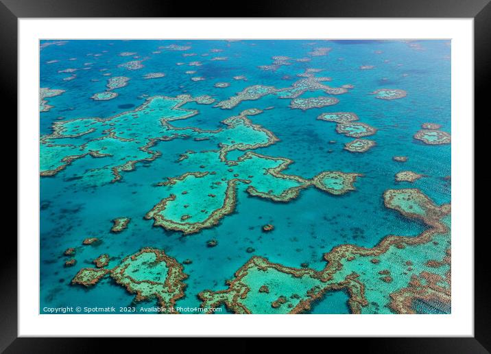 Aerial Great Barrier Reef Australia UNESCO Coral Sea  Framed Mounted Print by Spotmatik 