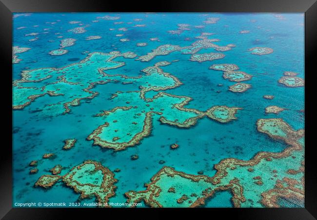 Aerial Great Barrier Reef Australia UNESCO Coral Sea  Framed Print by Spotmatik 