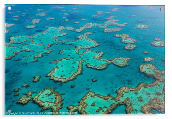 Aerial Great Barrier Reef Australia UNESCO Coral Sea  Acrylic by Spotmatik 