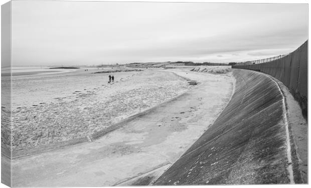 Leasowe Bay in black and white Canvas Print by Jason Wells
