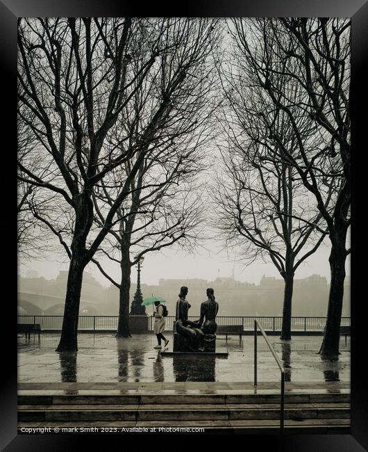 Rainy Day on Southbank Framed Print by mark Smith