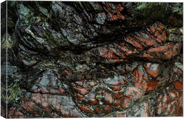Serpentine Rock red and green Canvas Print by kathy white