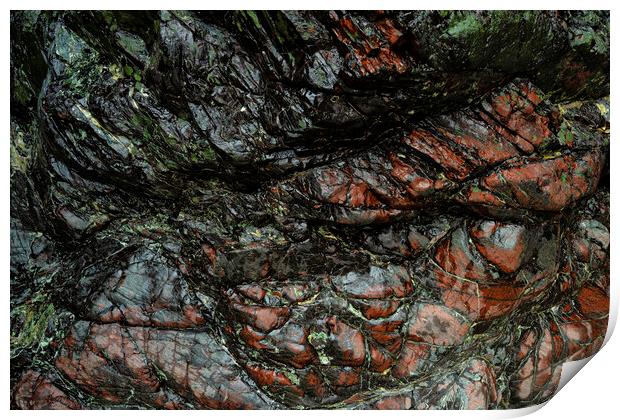 Serpentine Rock red and green Print by kathy white