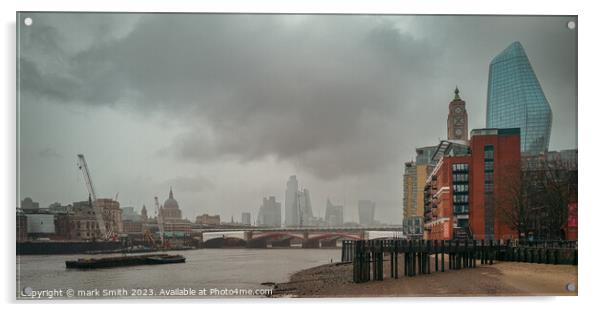 rainy day in London  Acrylic by mark Smith