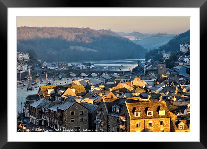 Golden light over Looe looking up river  Framed Mounted Print by Rosie Spooner
