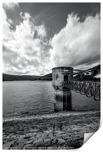 Talybont Reservoir Monochrome Print by Gordon Maclaren