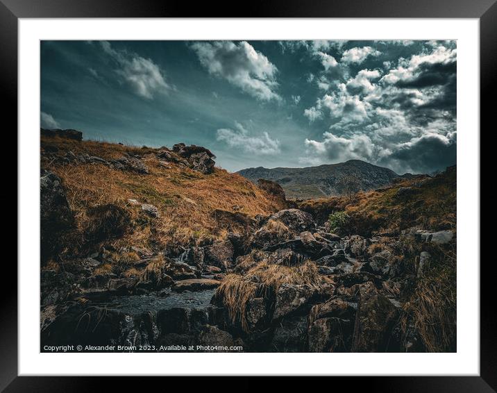 Welsh Waterfall Framed Mounted Print by Alex Brown