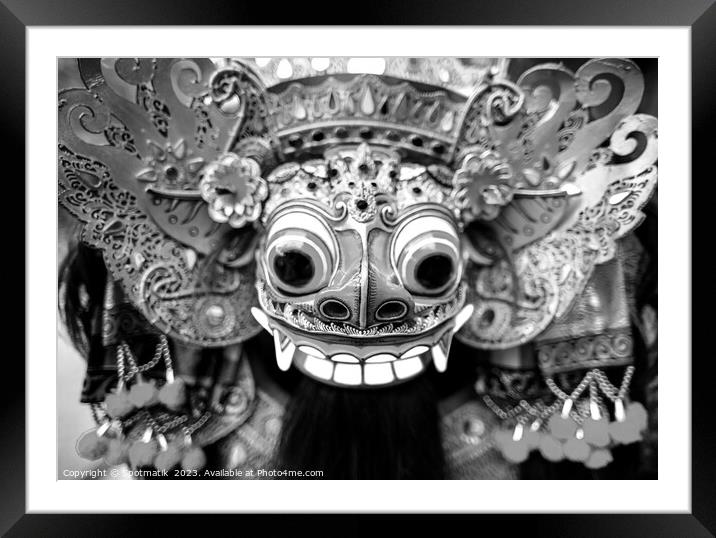 Balinese Barong traditional dancer ceremonial dragon mask Framed Mounted Print by Spotmatik 