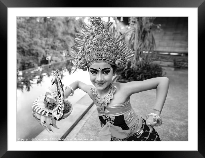 Portrait Indonesian Balinese young artistic dancer in costume Framed Mounted Print by Spotmatik 