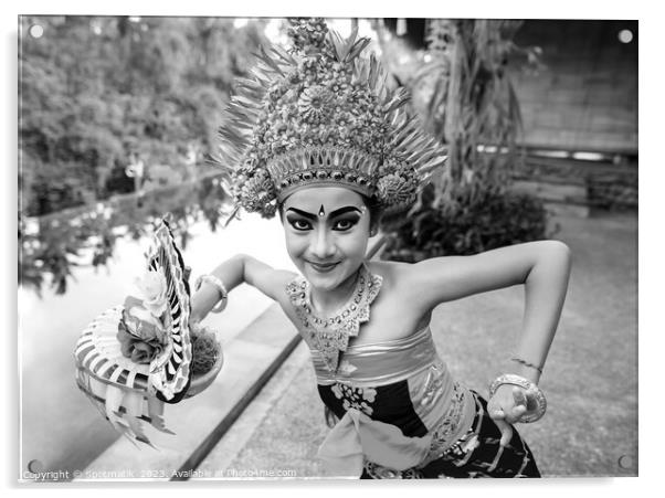 Portrait Indonesian Balinese young artistic dancer in costume Acrylic by Spotmatik 