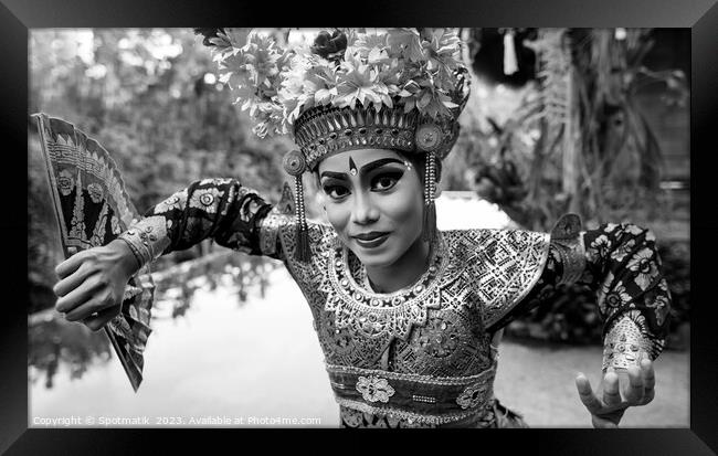 Portrait Balinese Legong dancer wearing jeweled dress Indonesia Framed Print by Spotmatik 