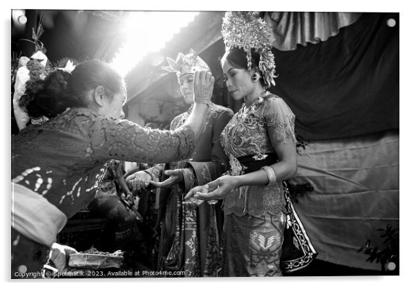 Wedding Balinese wedding bride groom attending the Ceremony  Acrylic by Spotmatik 