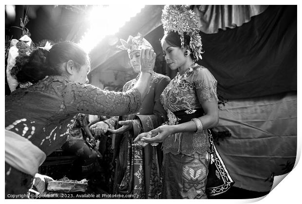 Wedding Balinese wedding bride groom attending the Ceremony  Print by Spotmatik 