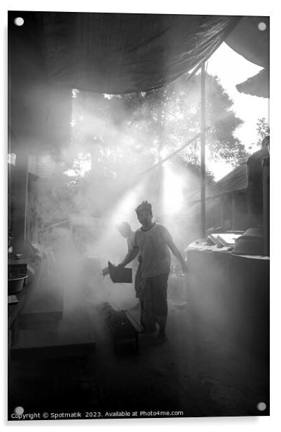 Indonesian outdoors Balinese traditional village cooking for wed Acrylic by Spotmatik 