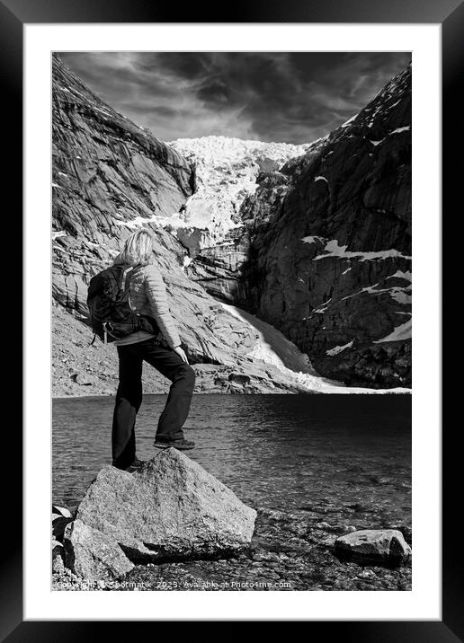 Young Caucasian female hiker celebrating her achievement Canada Framed Mounted Print by Spotmatik 