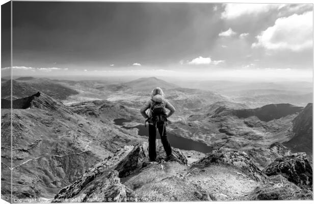 Wales young Caucasian female hiker outdoor Snowdonia Canvas Print by Spotmatik 
