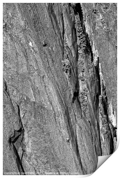 Aerial male rock climber cliff face Squamish Canada Print by Spotmatik 