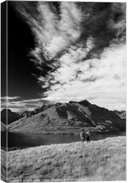 New Zealand adventure couple trekking The Remarkables Otago Canvas Print by Spotmatik 