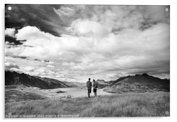 New Zealand adventure couple hiking The Remarkables Otago Acrylic by Spotmatik 