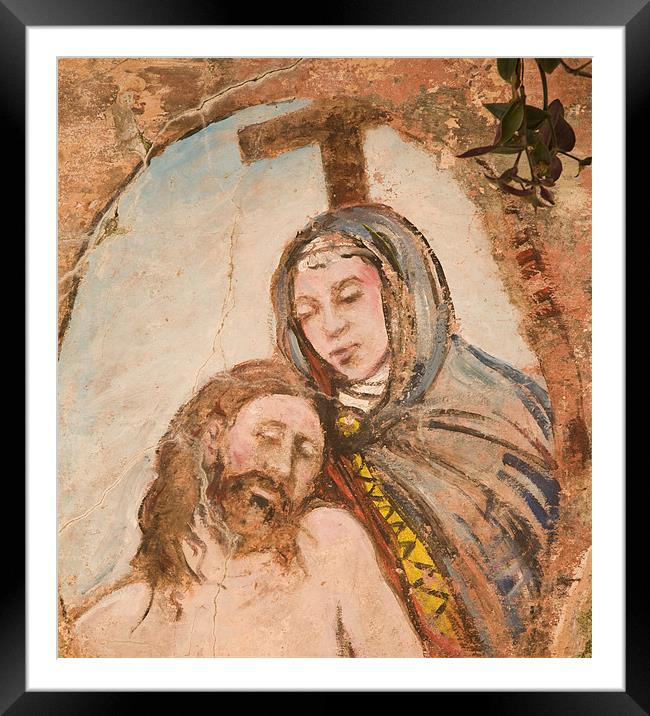 Religious painting on wall in Monterosso al Mar Framed Mounted Print by Ian Middleton